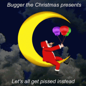 Santa getting
drunk at Christmas animated gif