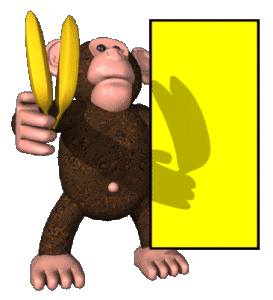 Animated monkey with bananas and sign board template