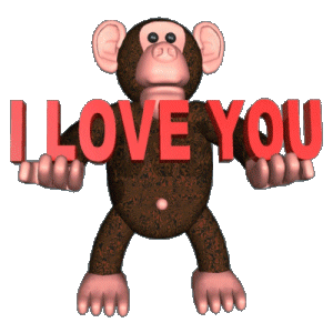monkey saying I love you 3D animated gif