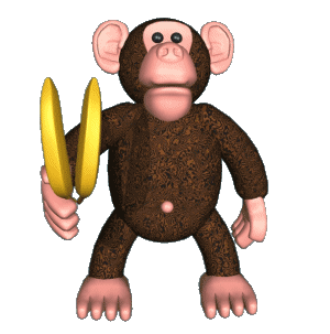 Rude monkey with bananas 3D animated gif