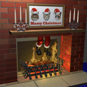 Santa stuck up the chimney animated gif